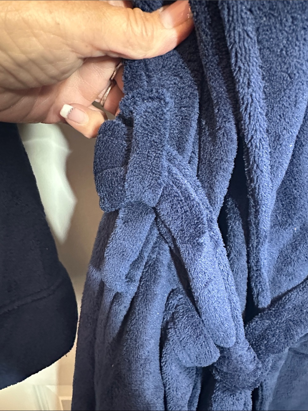 NWTS MENS Fruit of the Loom Navy Plush Bath Robe OS - Picture 6 of 9